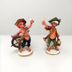 Vintage 70s Peter Pan Colonial Pirates Lost Boy Ornament Hong Kong Plastic MCM